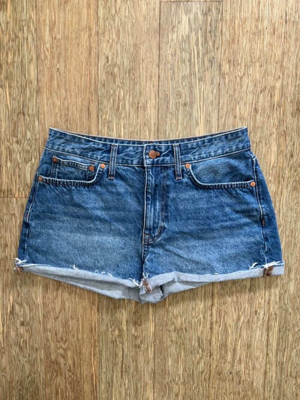 Madewell Relaxed Denim Shorts Medium Wash Jean Mini Cutoffs Size 28